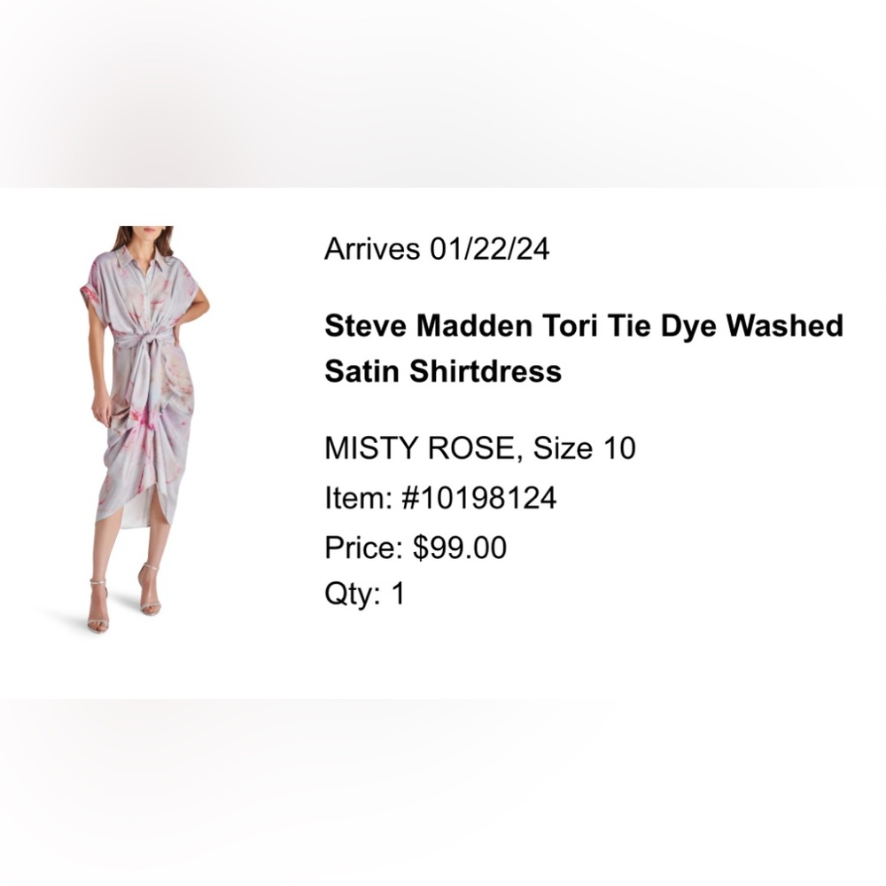 Steve Madden Tori Tie Dye Washed Satin Shirtdress